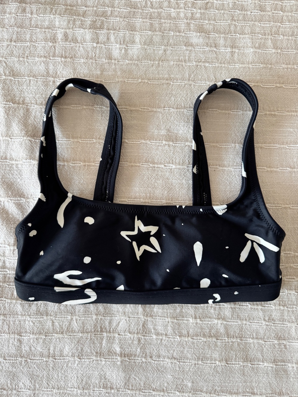 Madewell Leah Square Neck Bikini Top Abstract Doodle Black and White